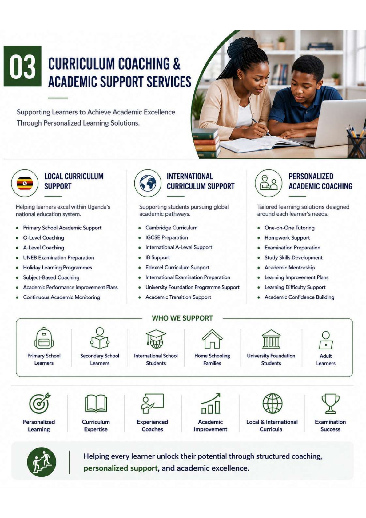 Curriculum coaching academic support services