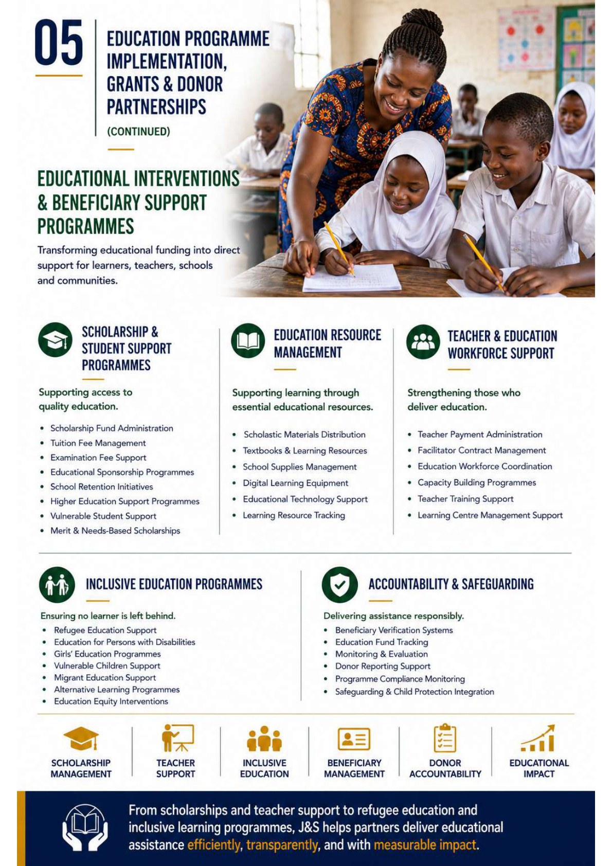 Education interventions and beneficiary support programmes